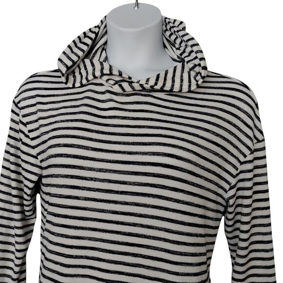 A New Day Hoodie Sweater Top Size Large Black and White Stripes Pullover - Picture 2 of 6